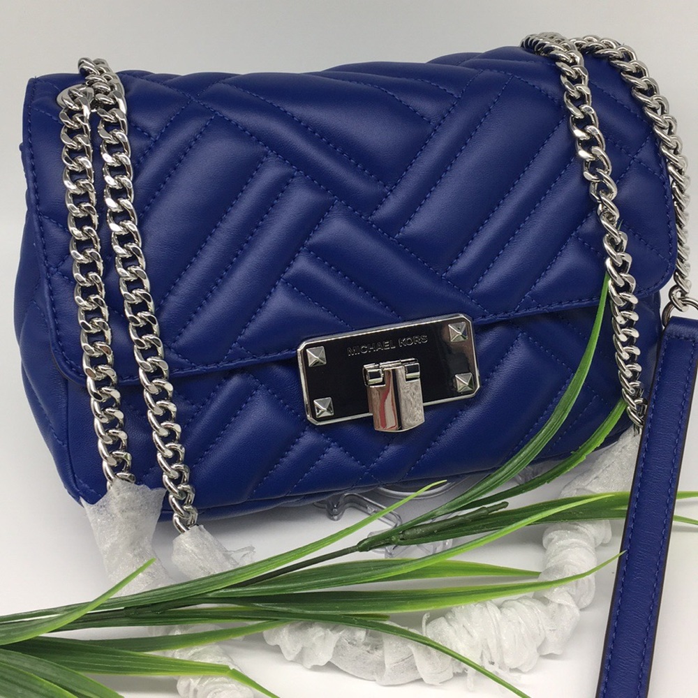 MICHAEL KORS Flap Peyton MD Quilted Shldr Cobalt - Picture 8 of 8